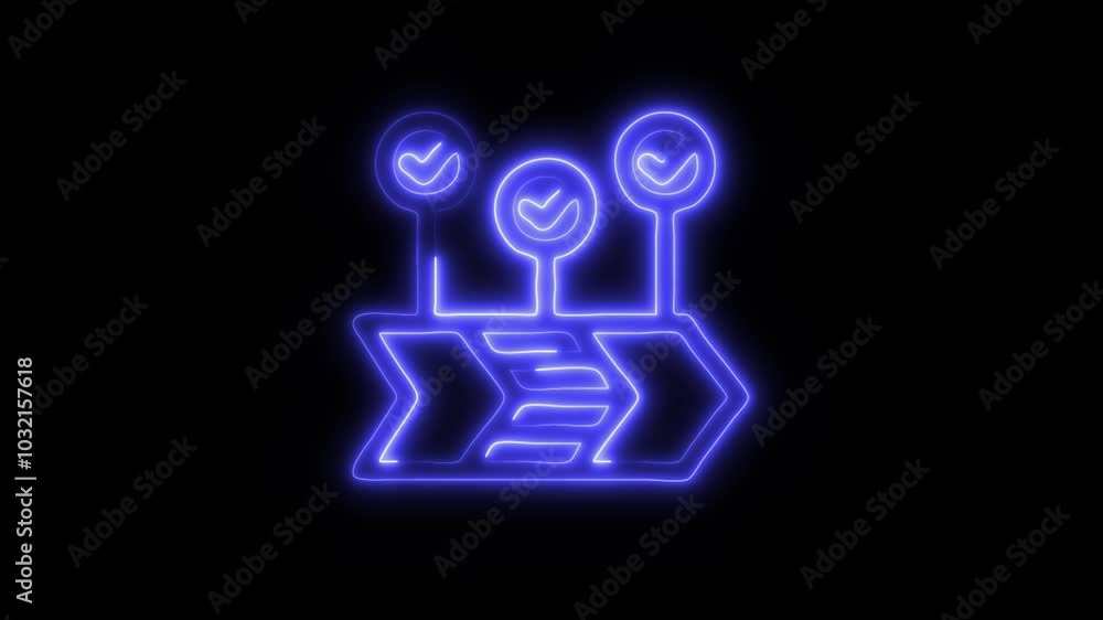 Glowing Workflow Icon in HD Video Neon Animation – Process Management and Efficiency Symbol on Black Background Glowing Workflow Icon in HD Video Neon Animation – Process Management and Efficiency Symbol on Black Background