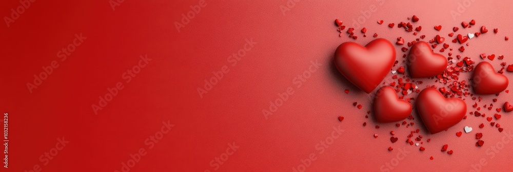 Romantic Red Hearts on Vibrant Background Romantic Red Hearts on Vibrant Background