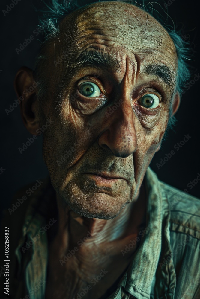 A portrait of a senior gentleman with piercing blue eyes looking directly at the camera A portrait of a senior gentleman with piercing blue eyes looking directly at the camera