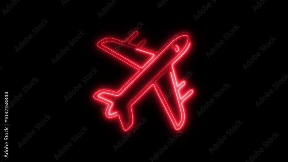 Glowing Aircraft Outline Icon in HD Video Neon Animation – Airplane and Aviation Symbol on Black Background Glowing Aircraft Outline Icon in HD Video Neon Animation – Airplane and Aviation Symbol on Black Background