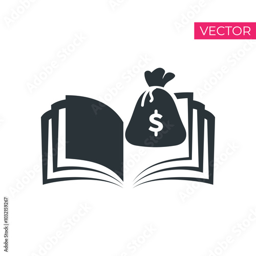 open book with Money, financial management concept, understanding financial data, creative idea - icon vector