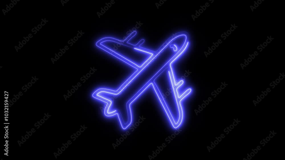 Glowing Aircraft Outline Icon in HD Video Neon Animation – Airplane and Aviation Symbol on Black Background Glowing Aircraft Outline Icon in HD Video Neon Animation – Airplane and Aviation Symbol on Black Background
