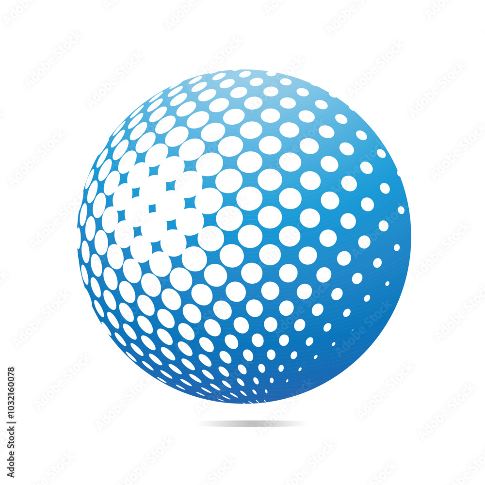 This is a 3d logo of a blue orb with dots on a white background This is a 3d logo of a blue orb with dots on a white background
