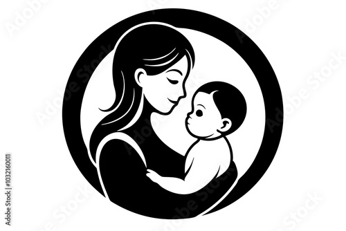 A Beautiful vector illustration of mother and baby in a loving
