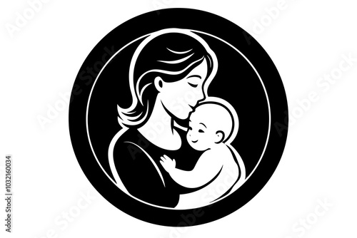 A Beautiful vector illustration of mother and baby in a loving