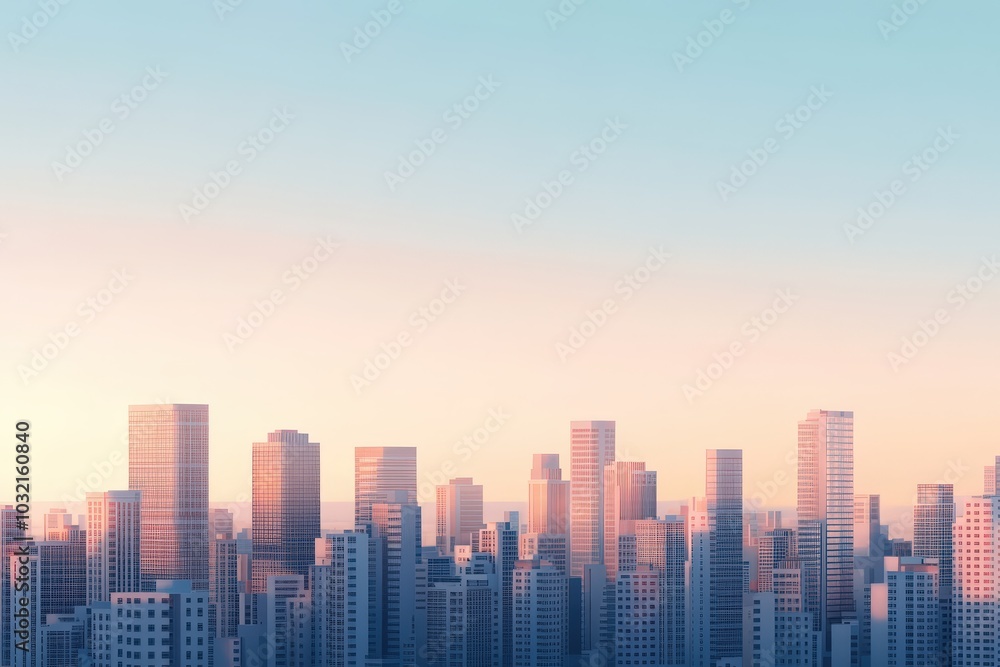 Evening City Skyline with Luxury Buildings at Dusk Evening City Skyline with Luxury Buildings at Dusk