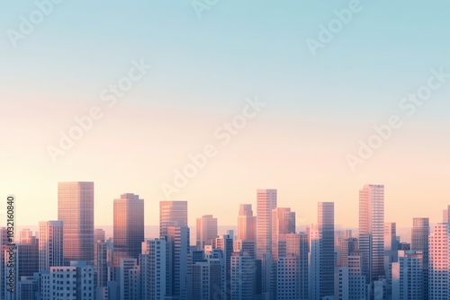 Evening City Skyline with Luxury Buildings at Dusk