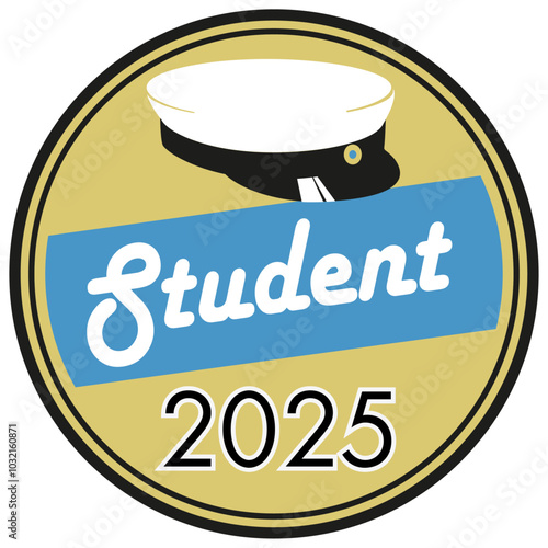 Graduation 2025, traditional Swedish "Studenten" caps, to celebrate the finish  from Gymnasium.  Vector Illustration