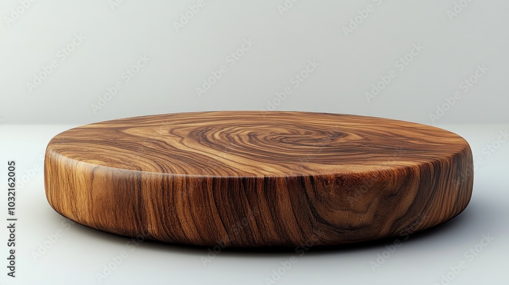 A round wooden platform on a white background. A round wooden platform on a white background.