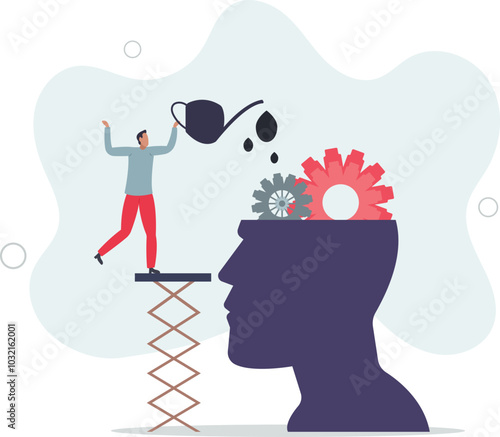 Brain maintenance, fixing emotional and mental problem, boost creativity and thinking process or improve motivation concept.flat design with people.