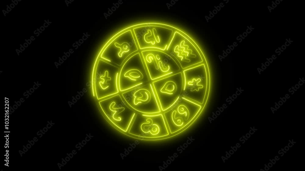 Glowing Astrology Icon in HD Video Neon Animation – Zodiac and Horoscope Symbol on Black Background Glowing Astrology Icon in HD Video Neon Animation – Zodiac and Horoscope Symbol on Black Background