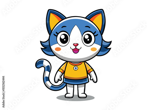 Little Cute Cat Cartoon Character