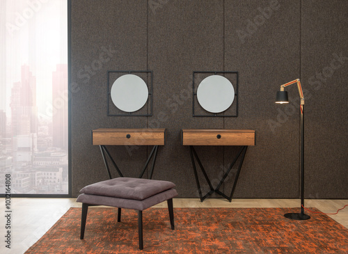 modern bedroom interior design concept and modern lamp