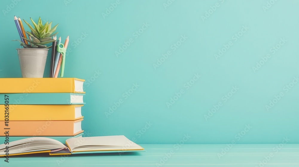 custom made wallpaper toronto digitalBrightly colored folders, notebooks, and stationery items stacked on a desk, ideal for backtoschool sales