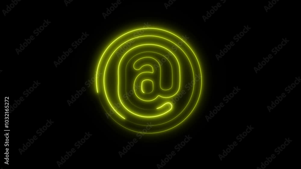Glowing At Sign Icon in HD Video Neon Animation – Email and Communication Symbol on Black Background Glowing At Sign Icon in HD Video Neon Animation – Email and Communication Symbol on Black Background