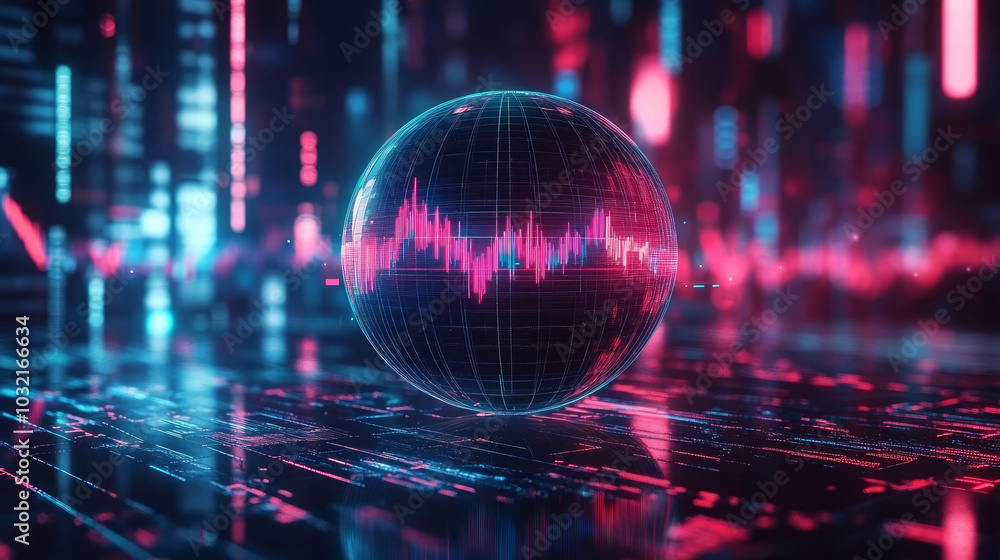 Fototapeta premium Financial economy Stock securities trading data and a crystal ball background