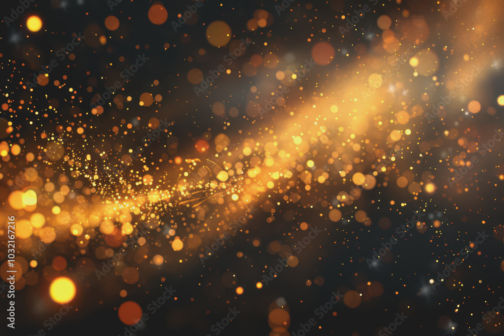Obraz premium background with golden bokeh dust blur effect sparks Bright color realistic.