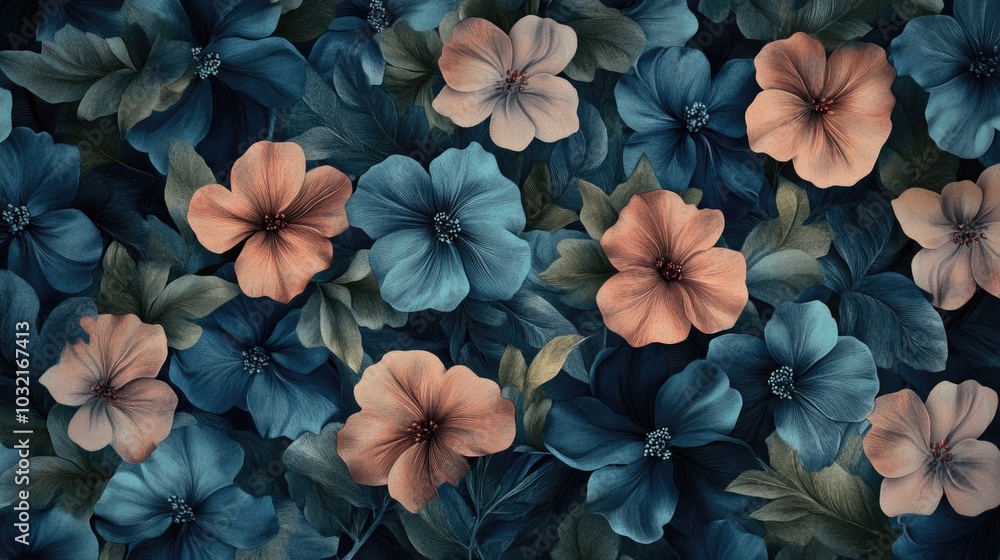 A cluster of colorful flowers captured in a tight shot A cluster of colorful flowers captured in a tight shot