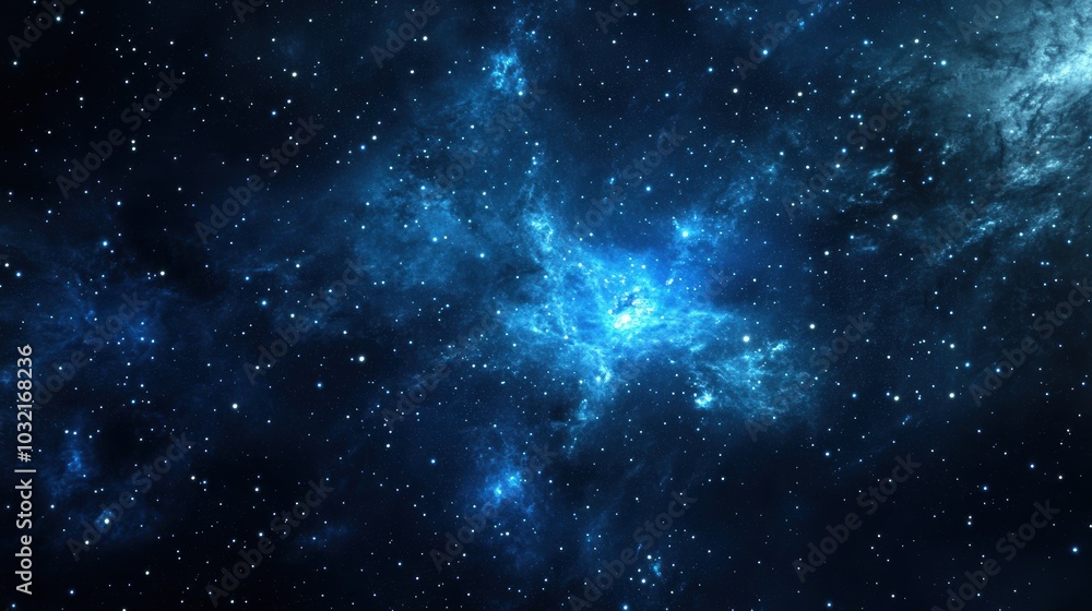 Fototapeta premium Dark blue space with nebula and stars.