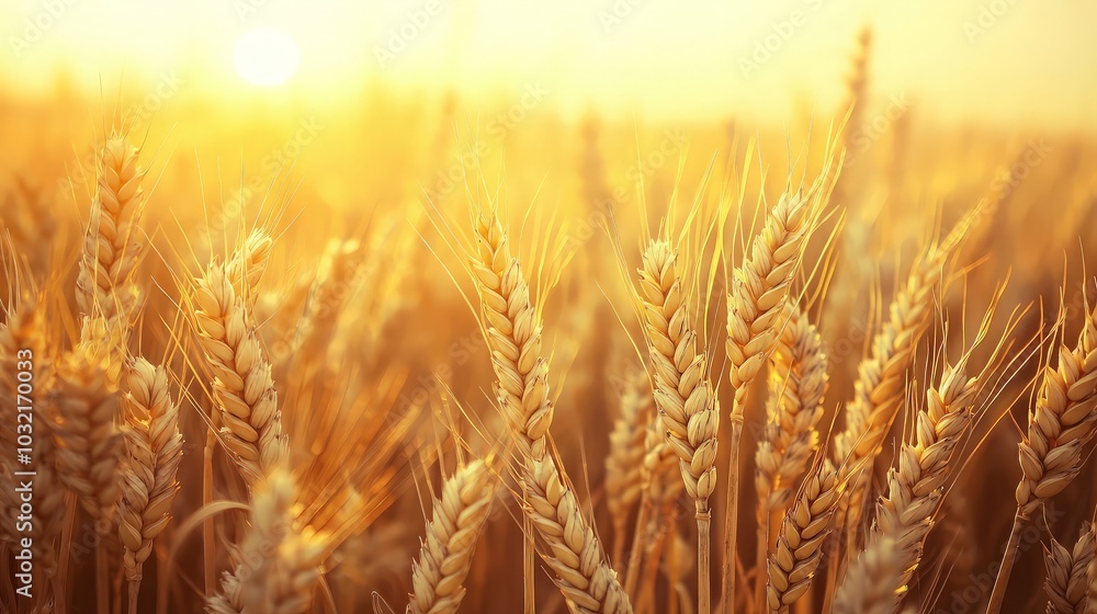 Golden wheat field at sunset. Golden wheat field at sunset.