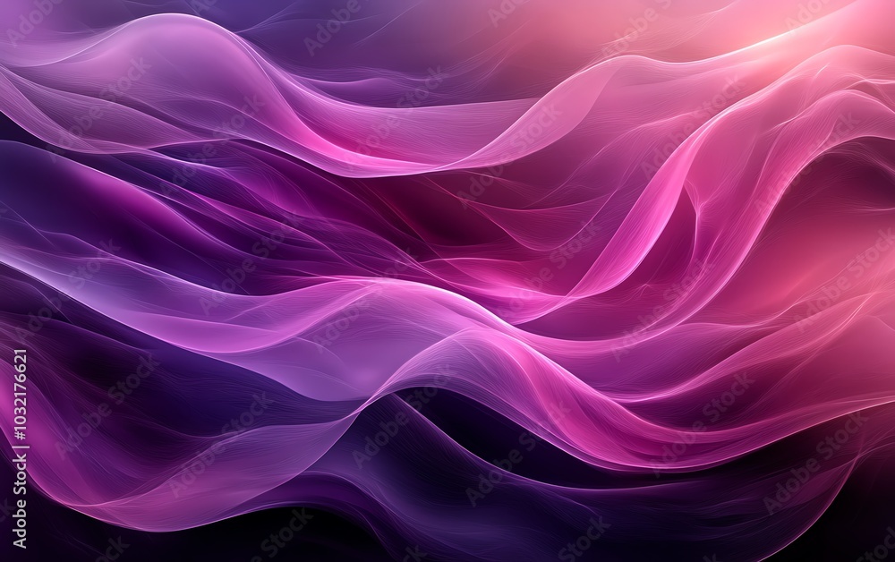 Obraz premium A mesmerizing abstract representation of flowing waves in dark fuchsia and violet, highlighting dynamic textures and fluid curved lines in digital art