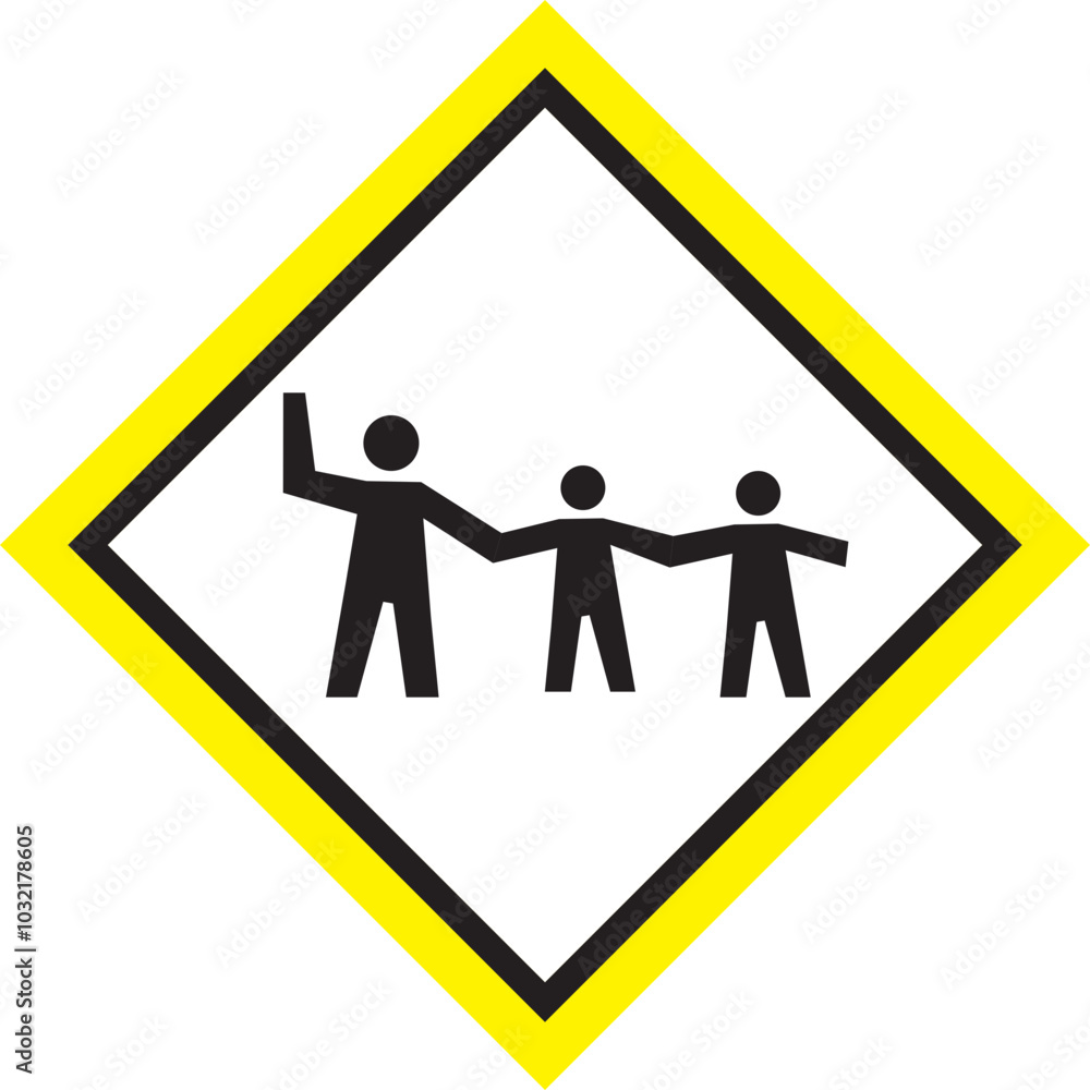 Pedestrian Crossing Sign, People Cross Symbol, Rhombus Crossing Road Sign Pedestrian Crossing Sign, People Cross Symbol, Rhombus Crossing Road Sign