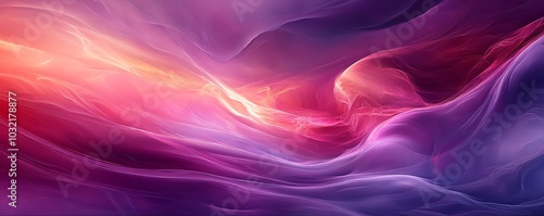 An elegant abstract representation of flowing waves with dark fuchsia and violet colors, showcasing dynamic textures and graceful curved lines in digital art