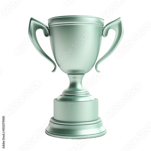 PNG shiny trophy 3d icon, cartoon style minimal on transparent, isolate on white background