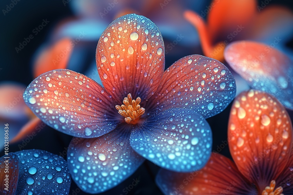 A bouquet of flowers with blue and orange petals A bouquet of flowers with blue and orange petals