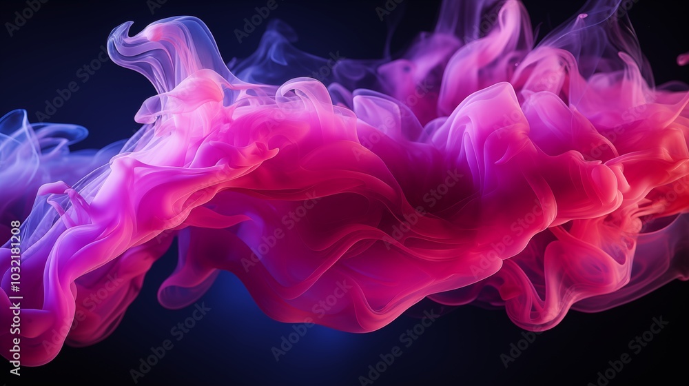 magenta and pink fluffy pastel ink smoke cloud against black background magenta and pink fluffy pastel ink smoke cloud against black background