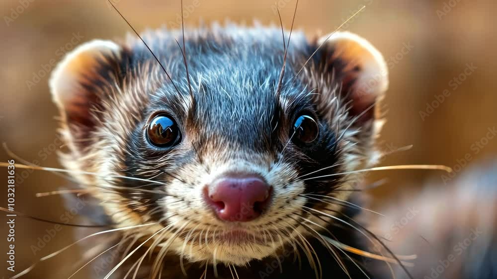 Close-up of a ferret with curious expression. Close-up of a ferret with curious expression.
