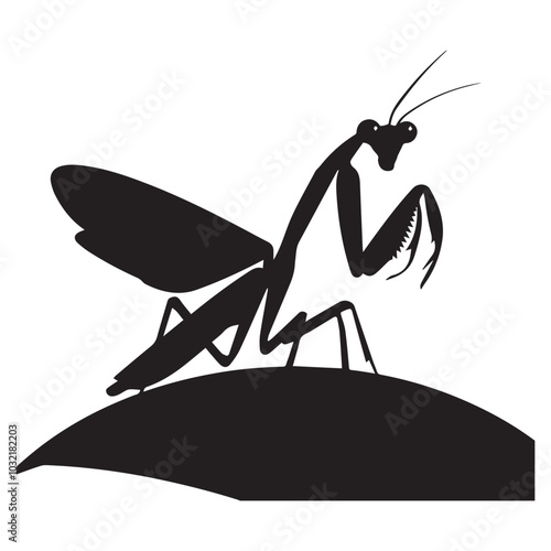 silhouette of praying mantis, realistic Mantis silhouette vector art, praying mantis icon set, mantis image, mantis vector art image.