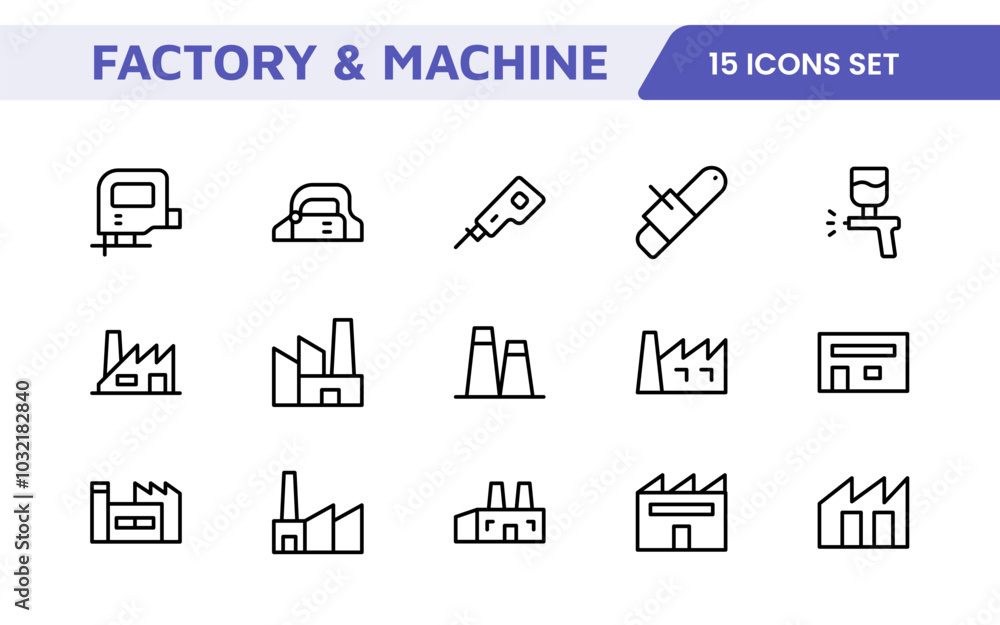 Factory and Machine Icons Collection: A Versatile Set for Industrial Design, Production Workflows, Machinery, Factory Management, and Engineering Solutions. Factory and Machine Icons Collection: A Versatile Set for Industrial Design, Production Workflows, Machinery, Factory Management, and Engineering Solutions.