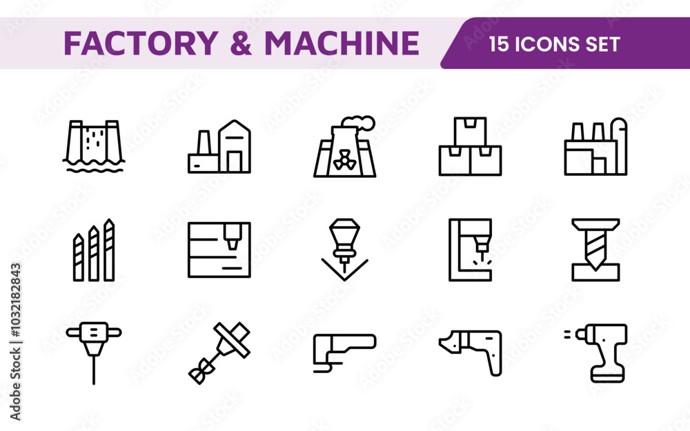 Factory and Machine Icons Collection: A Versatile Set for Industrial Design, Production Workflows, Machinery, Factory Management, and Engineering Solutions. Factory and Machine Icons Collection: A Versatile Set for Industrial Design, Production Workflows, Machinery, Factory Management, and Engineering Solutions.