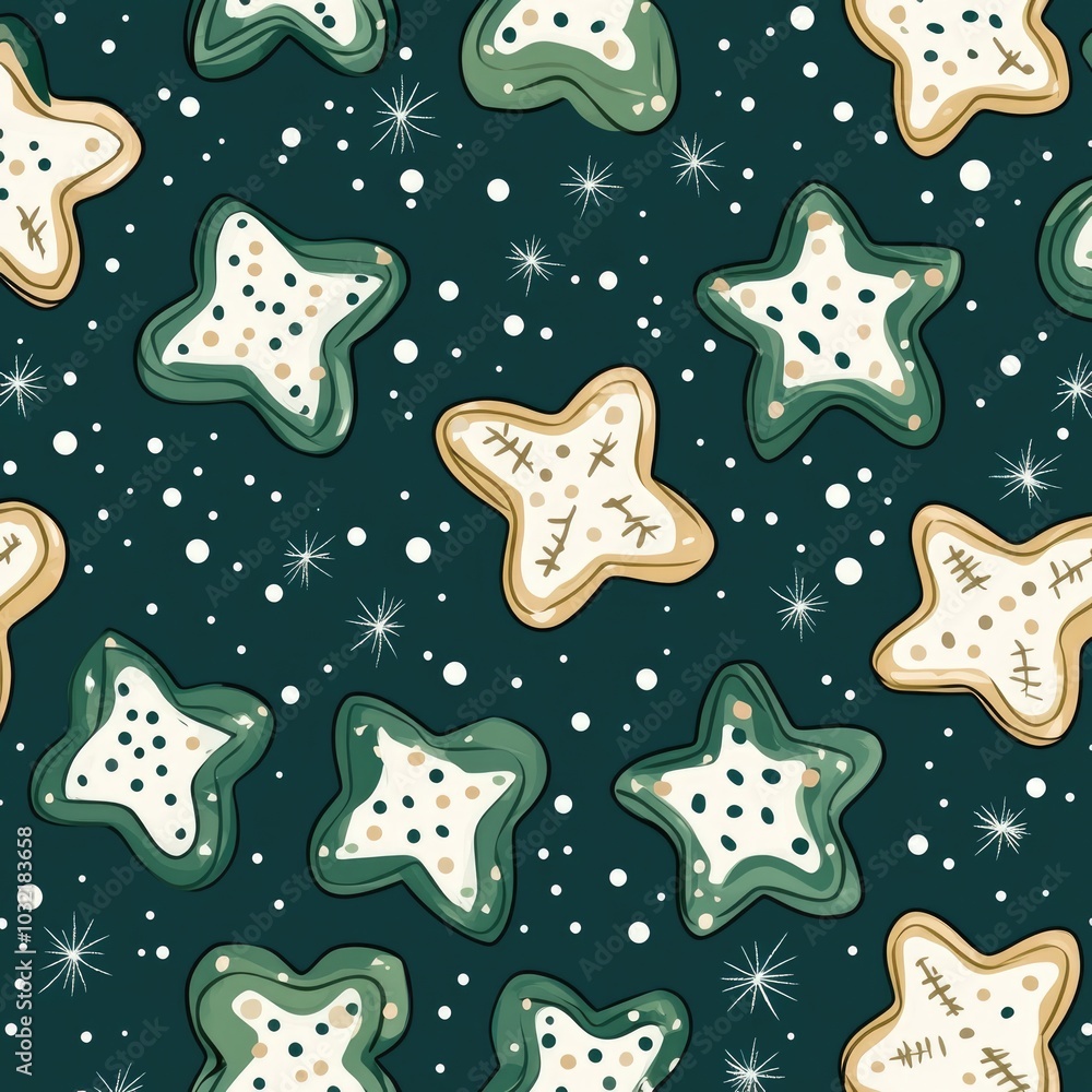 Festive Winter Cookie Seamless Pattern for Holiday Crafts and Decor Festive Winter Cookie Seamless Pattern for Holiday Crafts and Decor