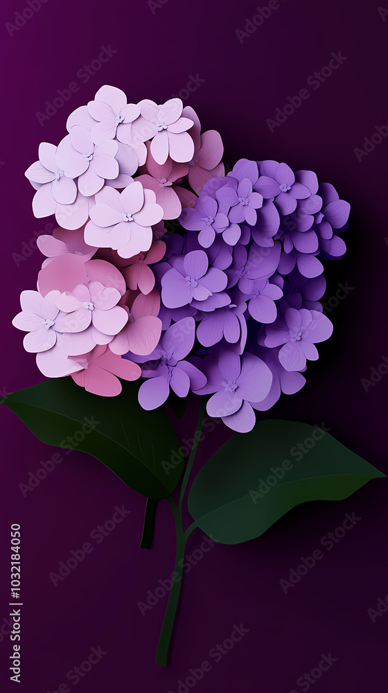 Obraz premium hydrangea flowers logo 3d vector papercut