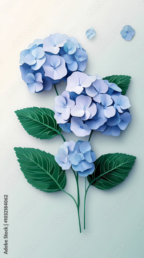 hydrangea flowers logo 3d vector papercut hydrangea flowers logo 3d vector papercut
