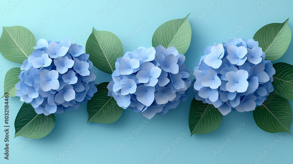 hydrangea flowers logo 3d vector papercut hydrangea flowers logo 3d vector papercut