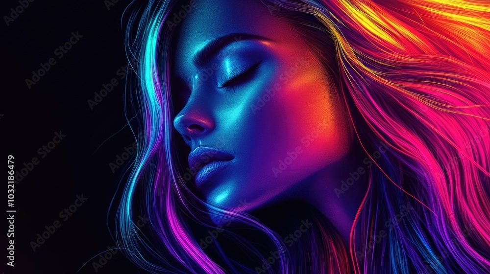 Stylish Portrait of a Woman in Neon Stylish Portrait of a Woman in Neon