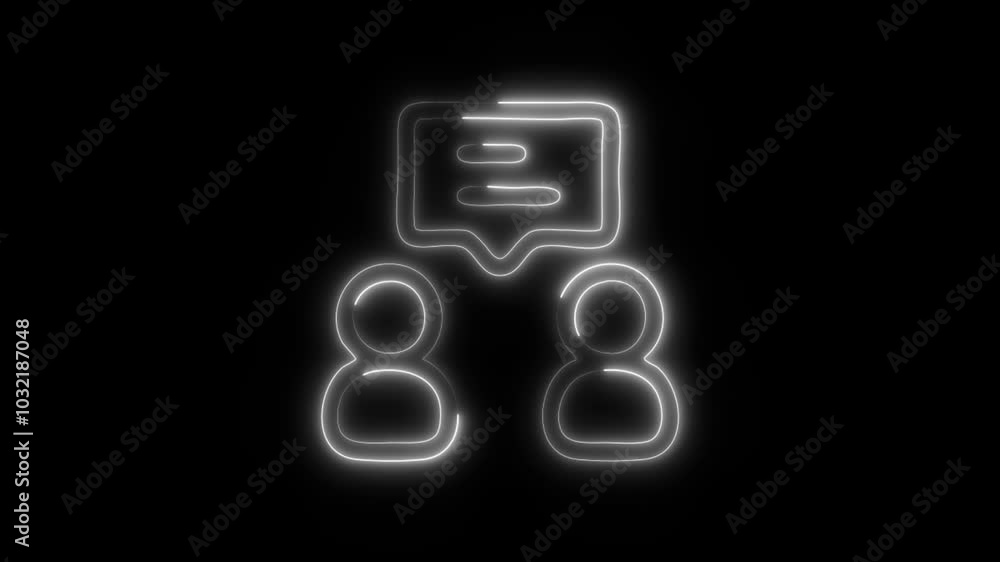 Glowing Business Development Discussion Icon in HD Video Neon Animation – Communication and Collaboration Symbol on Black Background Glowing Business Development Discussion Icon in HD Video Neon Animation – Communication and Collaboration Symbol on Black Background