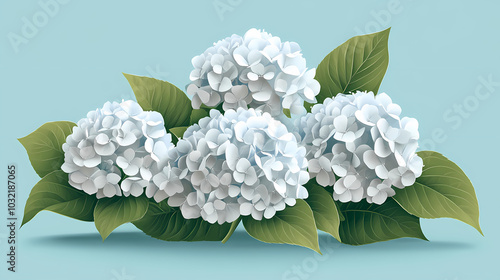 hydrangea flowers logo 3d vector papercut photo