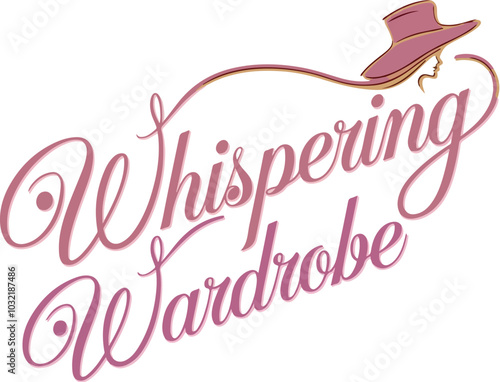 Flat design clothing logo in the style of typography named Whispering Wardrobe. Generative AI,