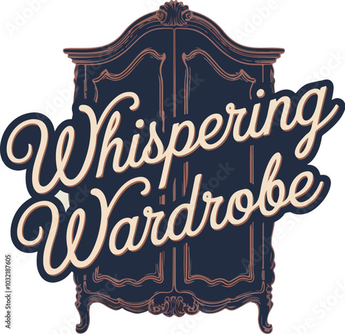 Flat design clothing logo in the style of typography named Whispering Wardrobe. Generative AI,