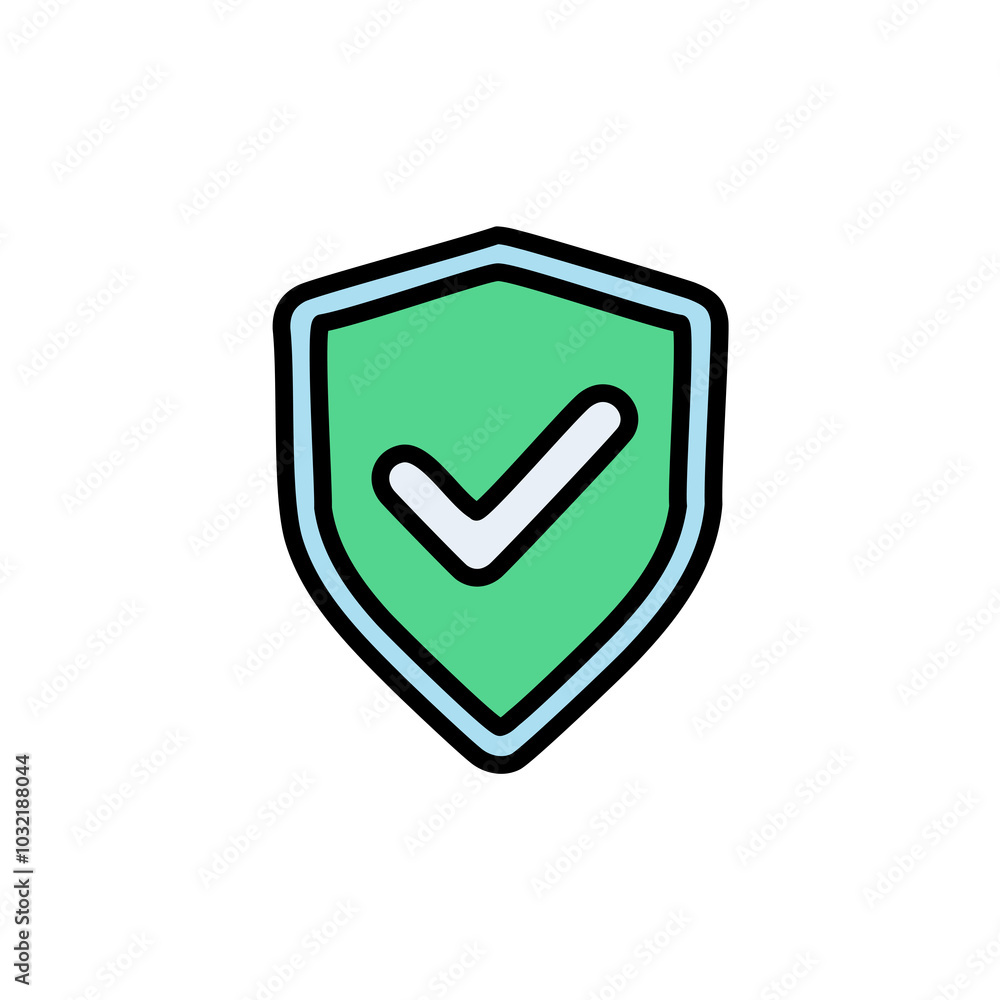 Green sheild icon flat illustration design Green sheild icon flat illustration design