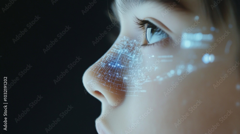 Fototapeta premium Teenager Utilizing Wearable Technology for Health Monitoring in Education Setting - Future Tech Trend