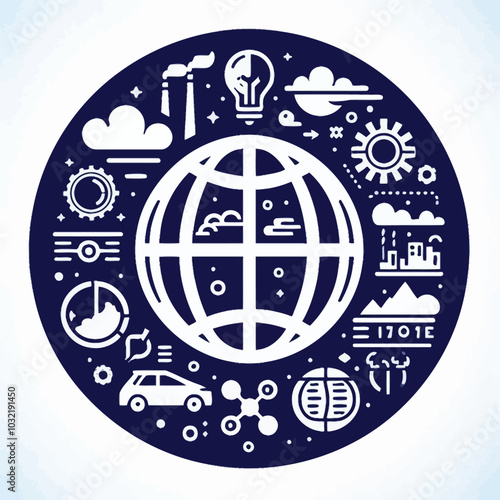 Ozone layer depletion symbol. icon set