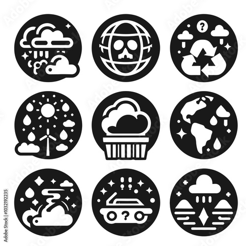 Ozone layer depletion symbol. icon set