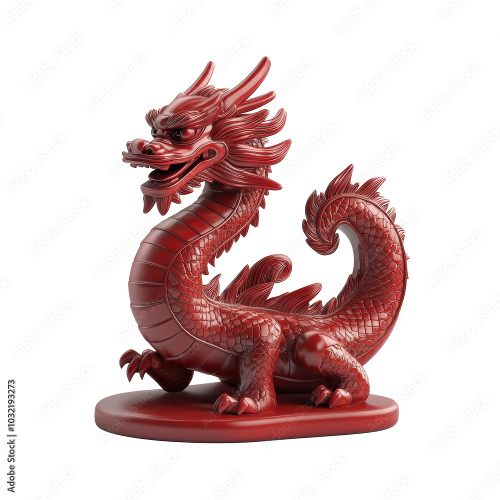 Obraz premium Red dragon statue representing strength and power in traditional art