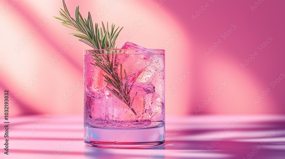 Gin and tonic with rosemary sprig Gin and tonic with rosemary sprig