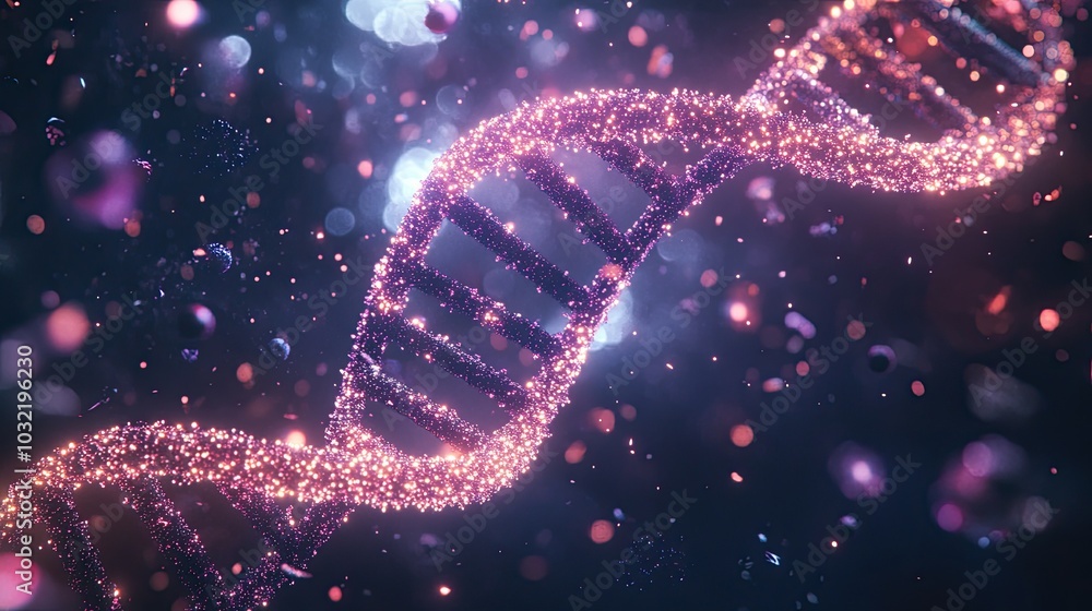 A luminous DNA strand surrounded by data points and light particles in a sleek digital space, highlighting modern scientific breakthroughs. A luminous DNA strand surrounded by data points and light particles in a sleek digital space, highlighting modern scientific breakthroughs.